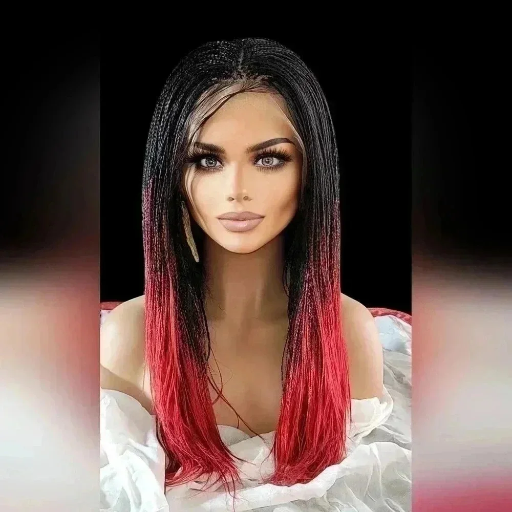 Yassine Red/Black Ombre Braided Wig | 100% Handmade Micro Millions Lace NWT